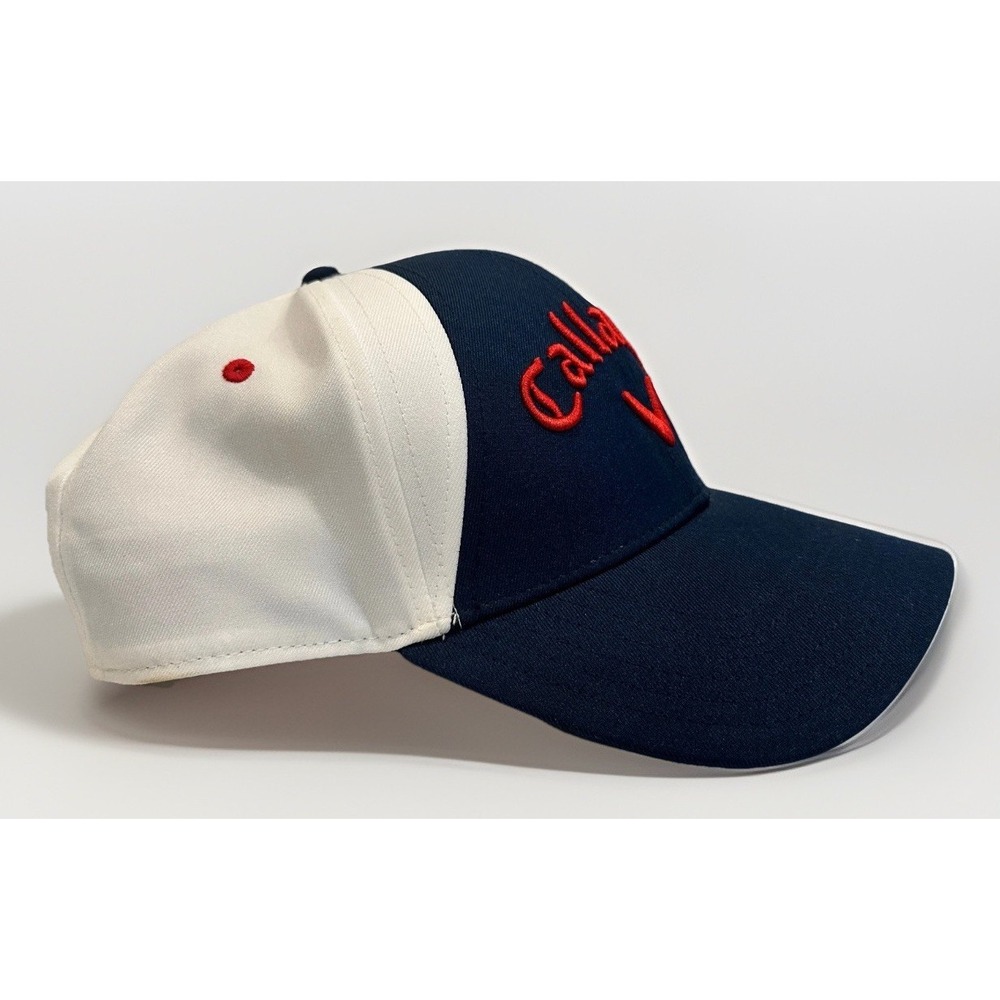 Callaway Hat Men's Adjustable Navy Brim White Panel Red Logo Golf Snapback Hat - Picture 2 of 11